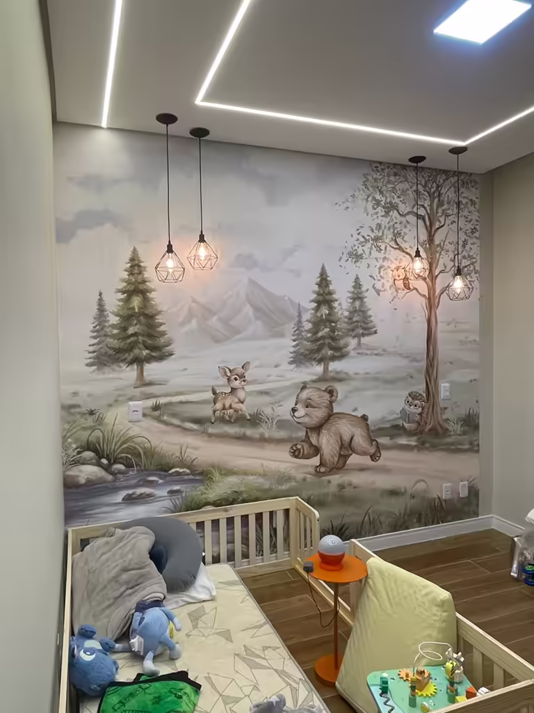 Ambiente decorado com papel de parede HOH